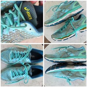 Asics fluid ride gel nimbus Aqua Splash blue green running shoes sz 8.5 Athletic